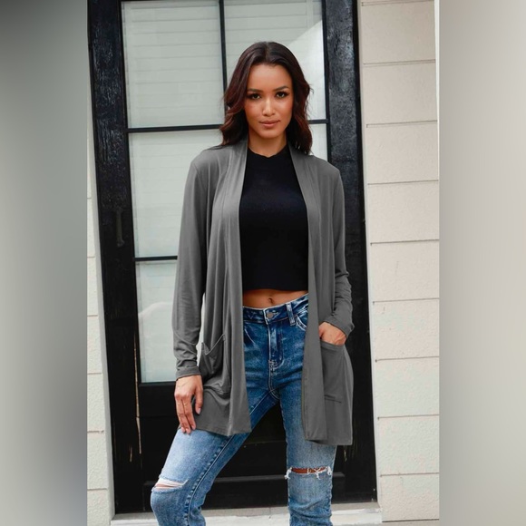 Basic Bae Full Size Open Front Long Sleeve Cardigan with Pockets - Picture 1 of 15